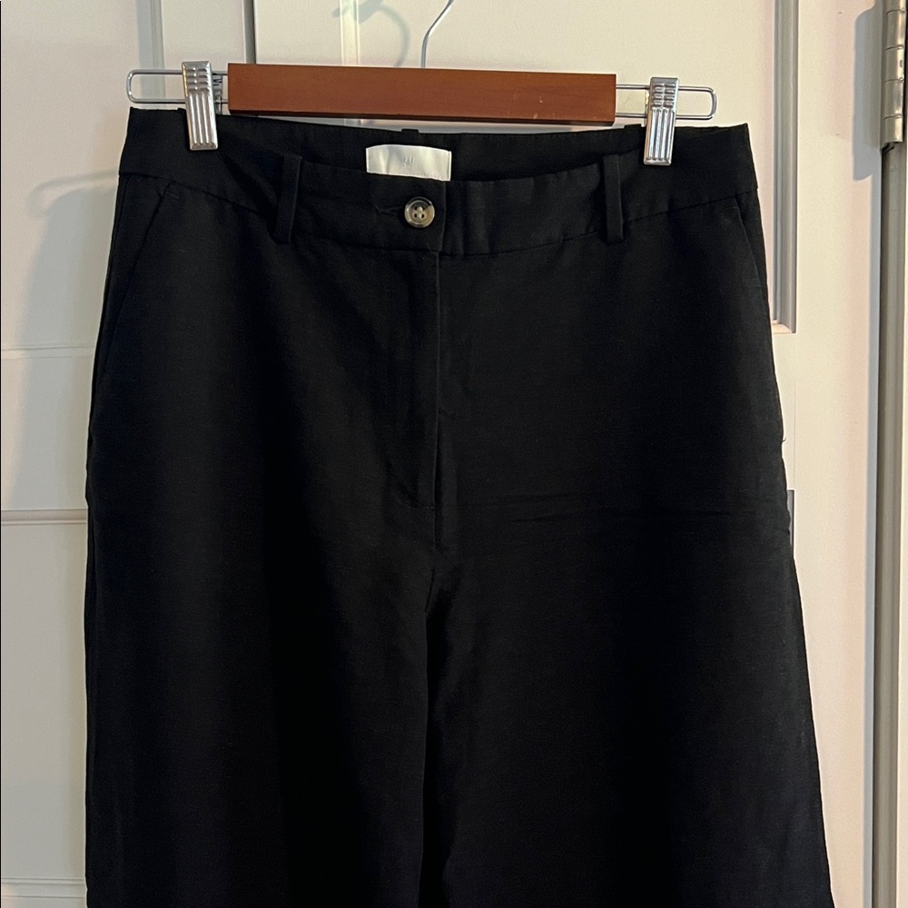 H&M Black Linen Wide-leg Trousers